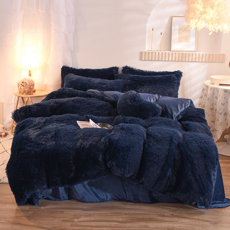 Premium Thick Fleece Duvet Cover Set for Queen and King Beds - Winter Warmth Bedding with Plush Pillowcases