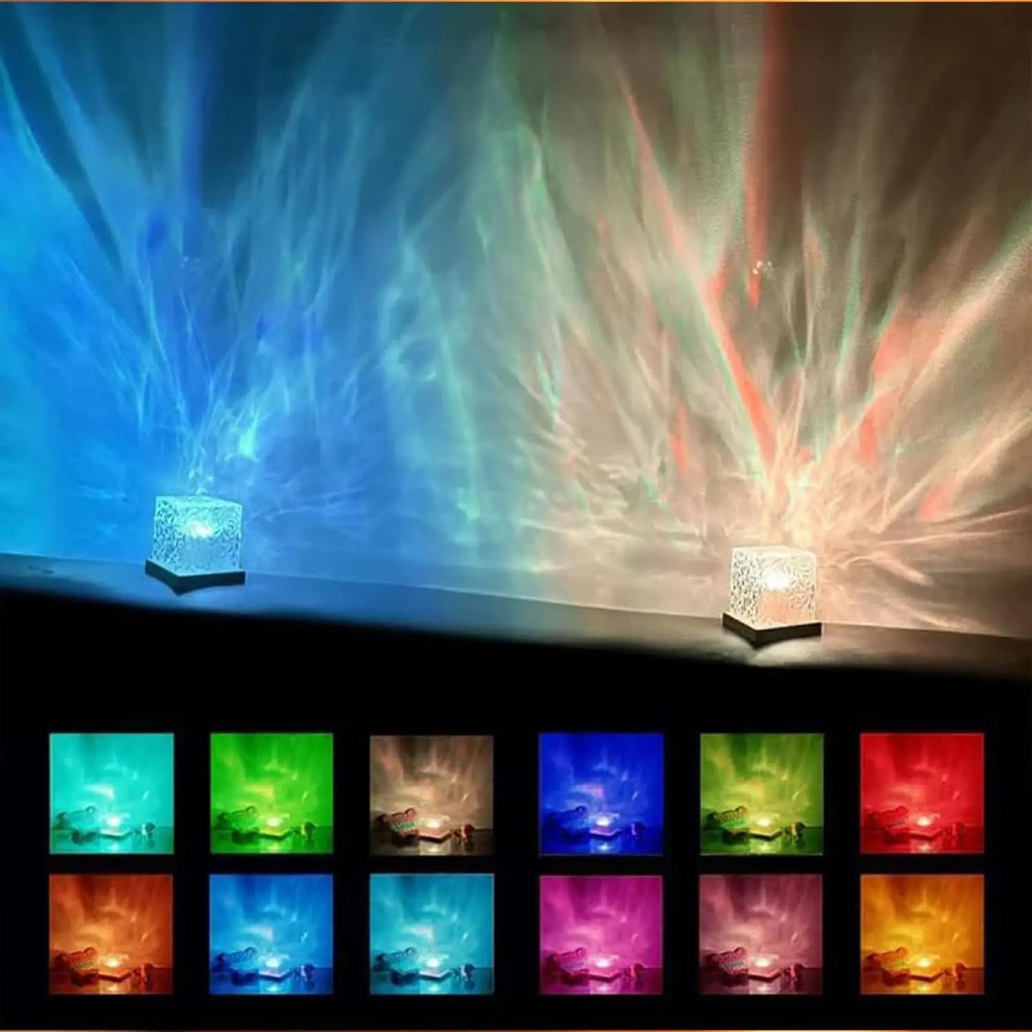 Ocean Wave Projector Light - 16 Color Aurora Glow Lamp for Home, Office, Bar, and Restaurant Ambiance